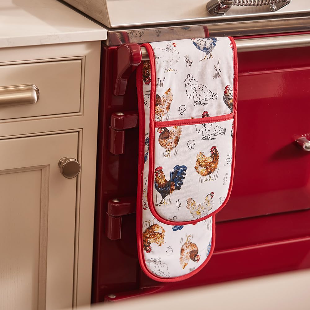 Ulster Weavers Farm Birds Double Oven Glove, Red - Image 2