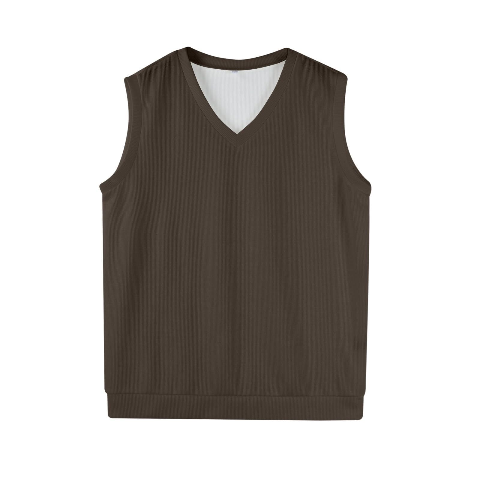Jersey sin Mangas Hombre Invierno Chaleco Hombre Casual Algodon Suéter con Cuello en V Jerséis Esencial Chaleco de tejido de punto Hombre Traje Chalecos de Vestir Elegante de Fiesta Color