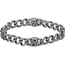 BOSS Jewelry Men's DOUBLE B ABSOLUTE Collection Chain Bracelet or Necklace in Stainless Steel with an Antique Finish and Double B Charms