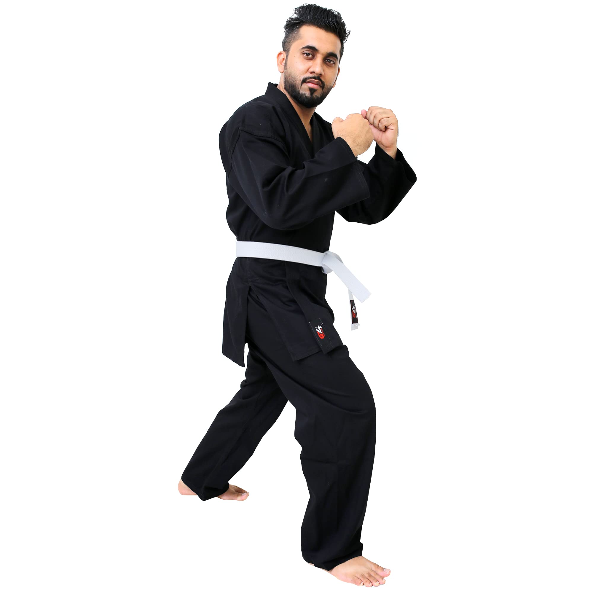 G4 Karate Suit GI Aikido Training Adult Student Karate Suits GI Uniform club & Free Belt Black White 170cm 180 cm 190cm 200 cm (Black, 5/180)