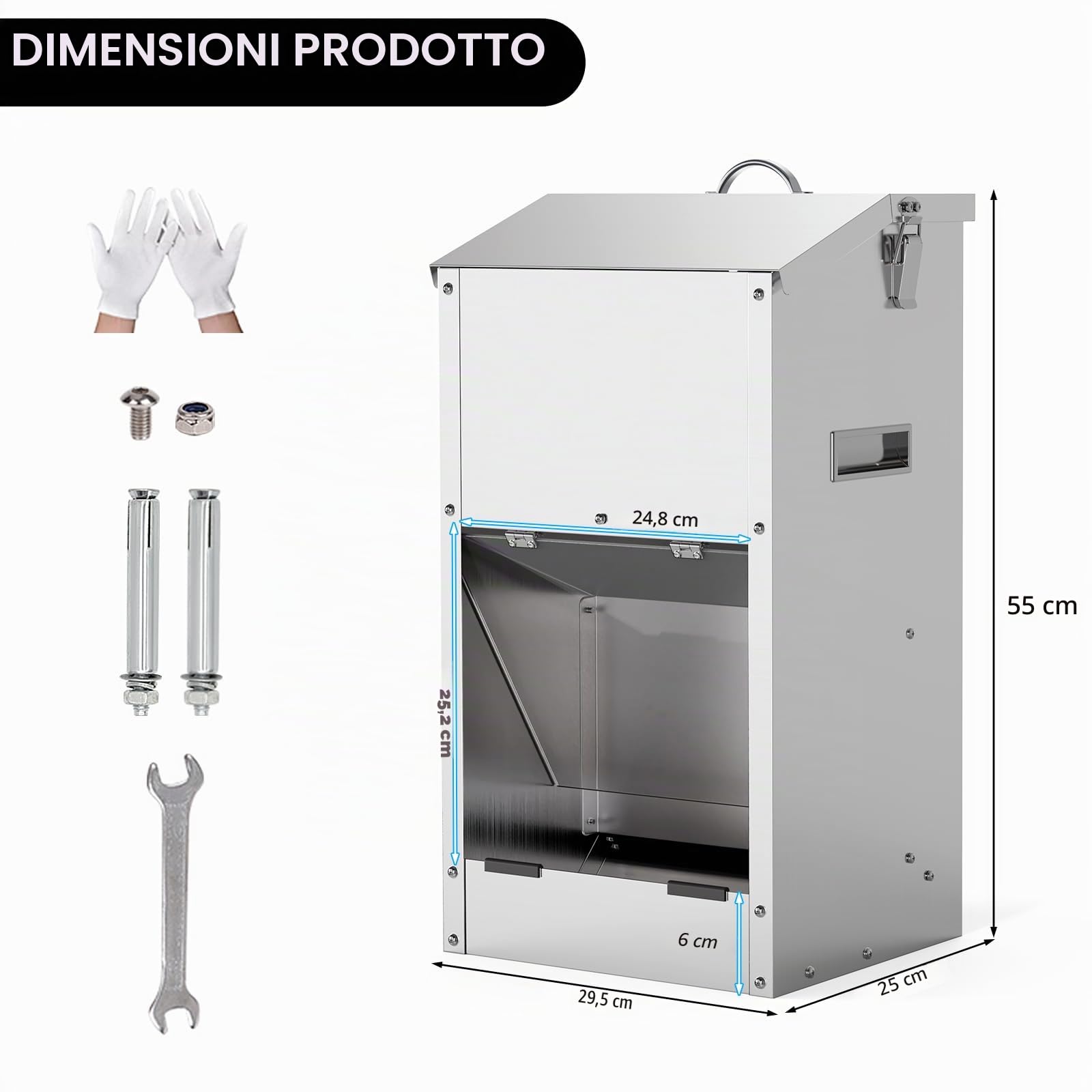 Distributore Automatico Di Cibo Per Cani Da 20L, Grande Capacità, In Acciaio Inossidabile, Per Esterno, A Gravità, Trogolo Di Alimentazione Automatica Per Cani Grandi