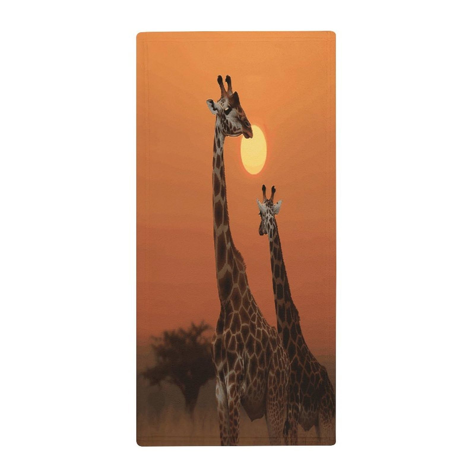 FekiLoot Giraffe at Sunset Hand Towels Coral Velvet Highly Absorbent Towel,Classic Luxury Printed Hand Towels Soft Hands Face Towel for Bathroom Kitchen Salon Workout 13.8 X 28.7 in