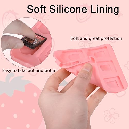 Miniatura 4 de TIKOdirect Game Card Case for SwitchSD Cards, Newest Portable Case Storage 12 Game Cards Holders Pretty Cute Hard Shell with Magenic Closure, Pink