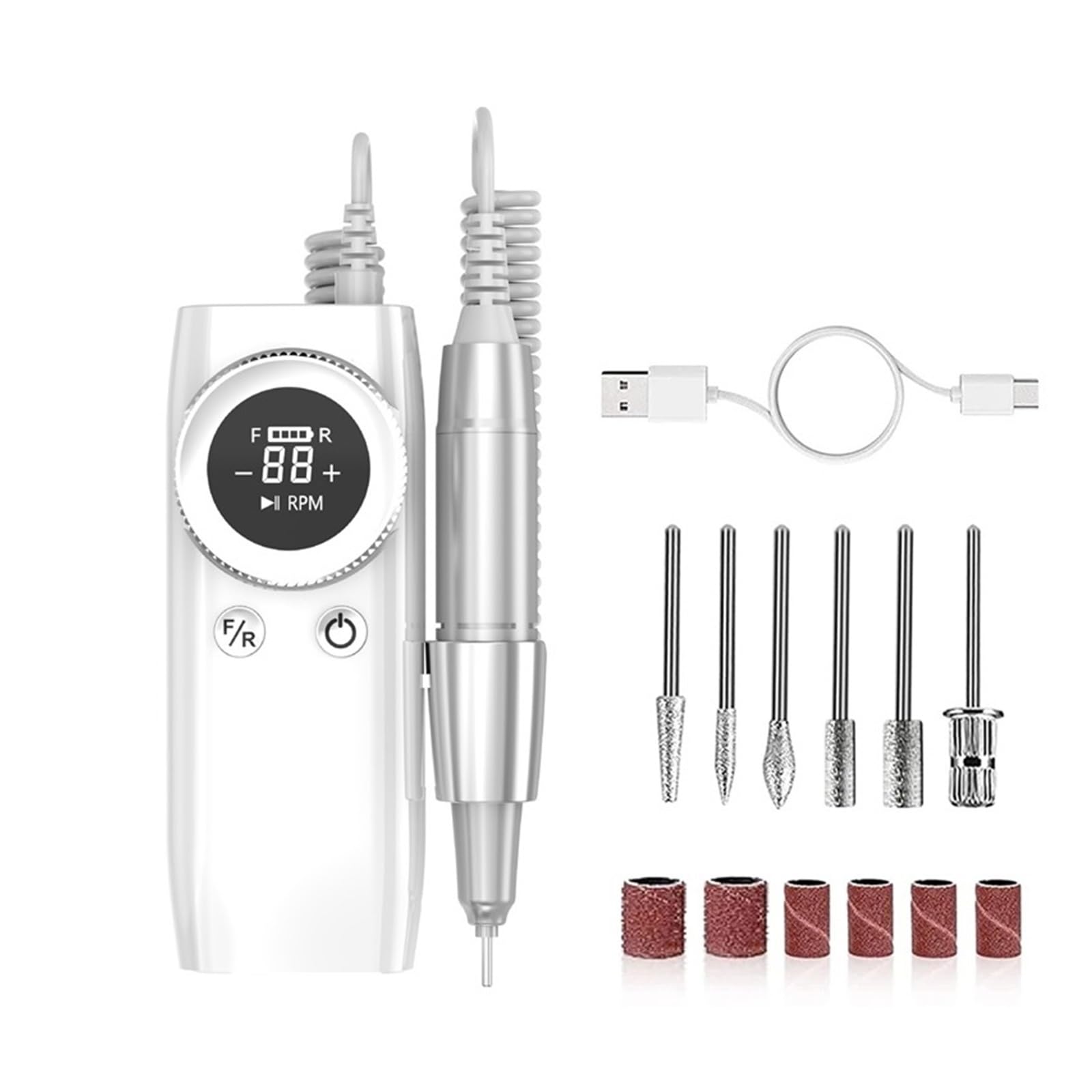 45000 RPM Elettrico Nail Drill Macchina Ricaricabile Portatile Gel Acrilico Unghie Manicure Pedicure Lucidatura Forma Dispositivo Di Cura Del Salone(White)