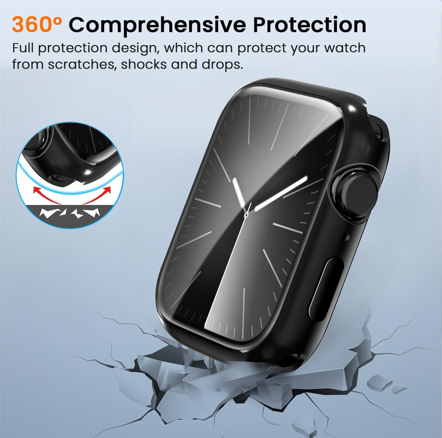 ivoler 3 sztuki etui z folią ochronną do Apple Watch 41 mm Series 9 8 7, pełne pokrycie, odporne na uderzenia i zarysowania, ultracienkie, miękkie etui ochronne z termoplastycznego poliuretanu (TPU