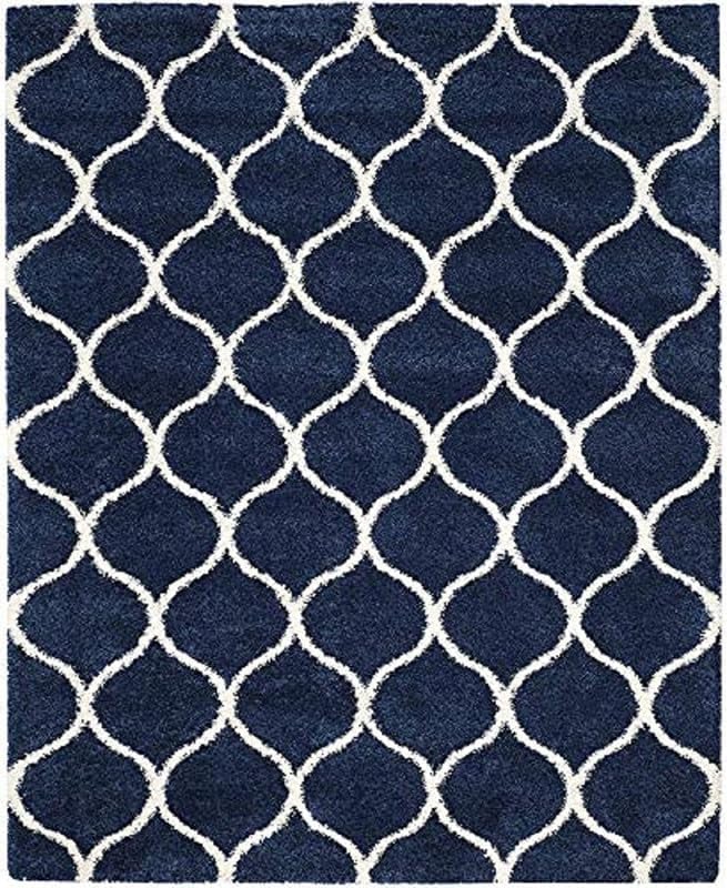 Image of F R Creation Shaggy Carpet Solid Plain Fluffy Fur Rectangular Rugs for Bedroom Living Room Microfiber & Polyster Modern Interior Floor Size 6X8 Feet Blue mandinr
