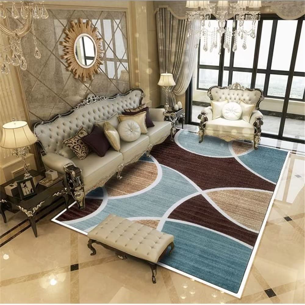 Tapis enfants bleu géométrique 160x230 cm pour salon et chambre d'ado