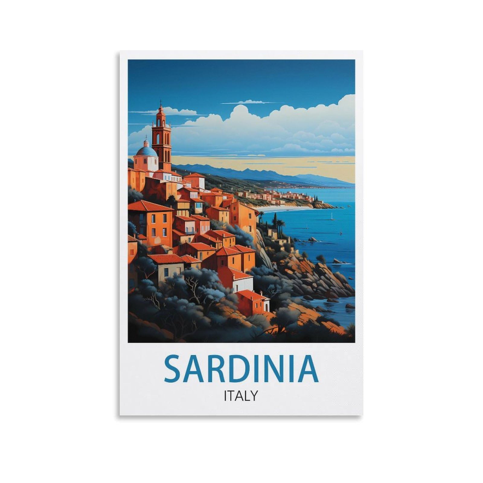 Lnuyitr Unframe-Style Sardinia Italy Vintage Travel Poster 12X18inch(30X45cm) Canvas Art Posters And Wall Art Picture Prints Modern Home Bedroom Decor Posters