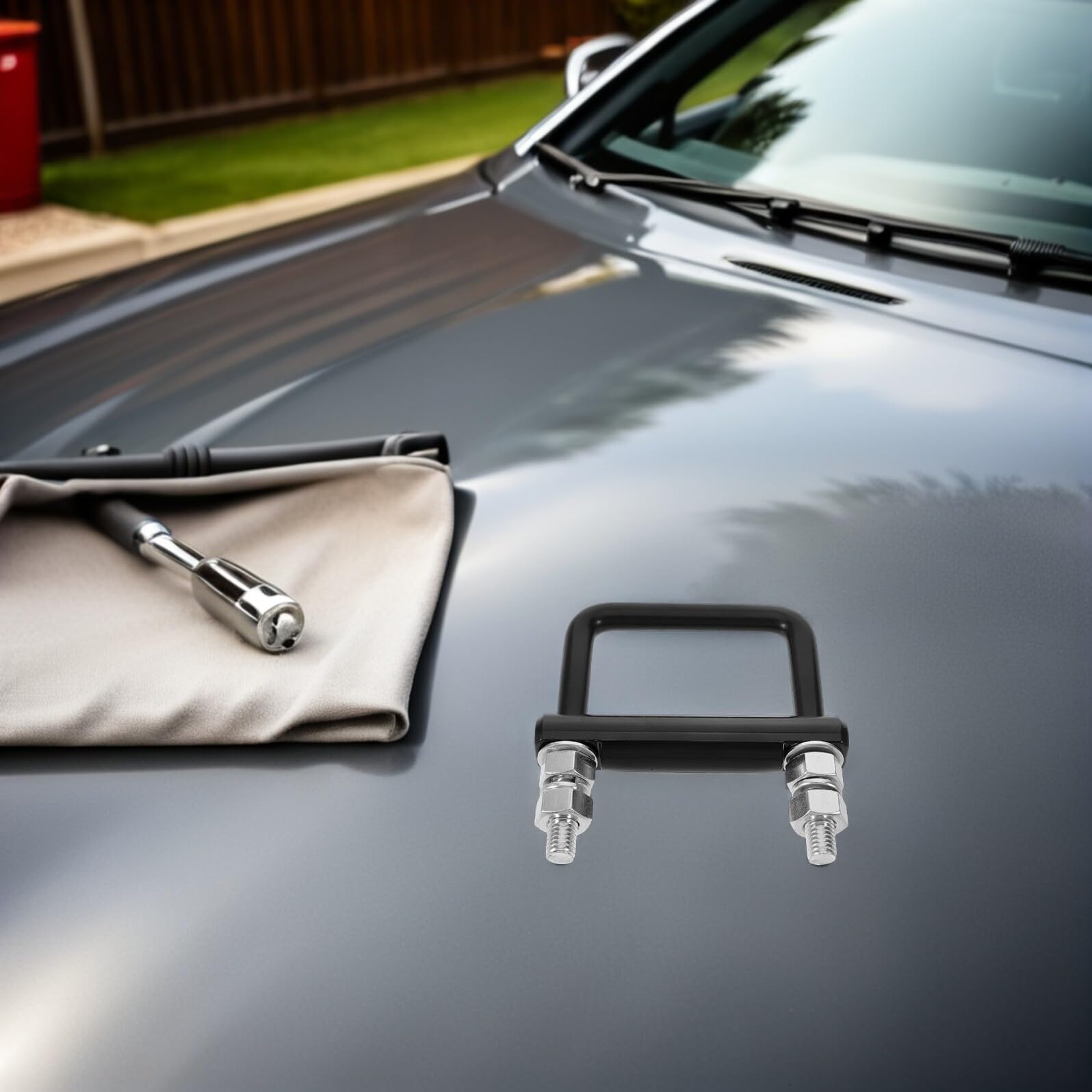 Healvian Grillete de Remolque de Metal Negro Abrazadera Tensora de Enganche de Acero al Carbono Accesorio Exterior para Soporte de Bola de Remolque SUV o Transporte