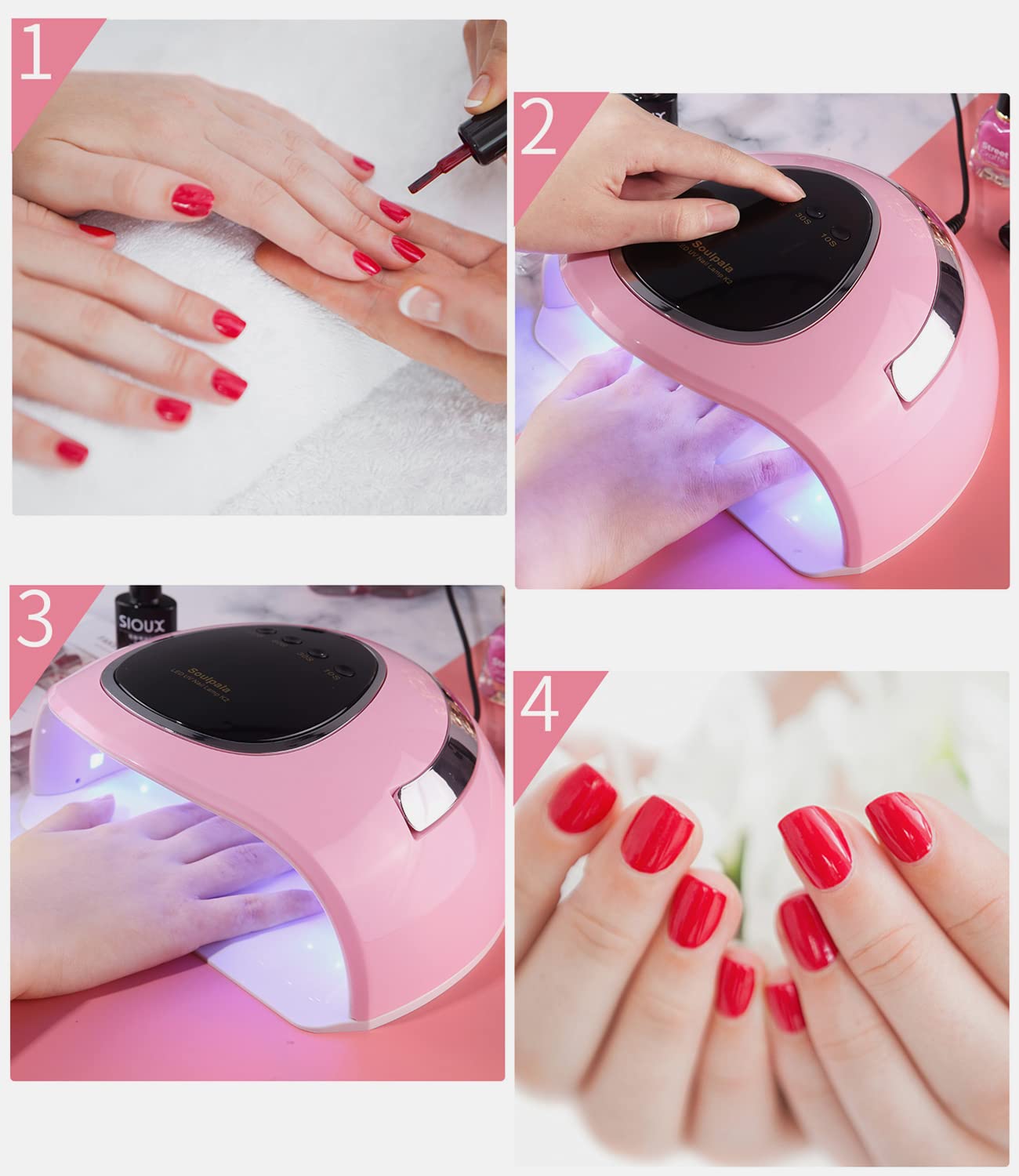 180W Lámpara Secadora LED UV Uñas 48 Rápido Curado de Esmalte de Gel con 4 Temporizador Profesional y Pantalla LCD Para Manicura/Pedicura en el Hogar, Acrilonitrilo butadieno estireno