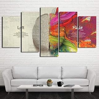 bnkrtopsu 5 Quadri su Tela Quadri Stampe Stampate su 5 Tele Soggiorno Camera da Letto murali Decorativi creativi e Poster(Nessuna Cornice) Alfabeto Inglese Cervello Sinistro e Destro