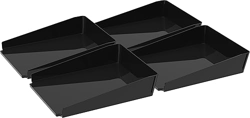 Storex Bandeja de letras moderna brillante, 10 x 12.2 x 2.8 pulgadas, negro, caja de 4 (00145C04C)