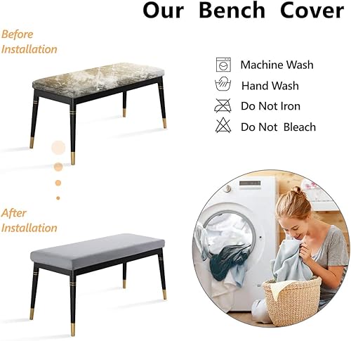 Miniatura 6 de Fundas de banco Fundas de banco lavables rectangulares para comedor con elástico inferior Funda protectora elástica de muebles para sala de estar,