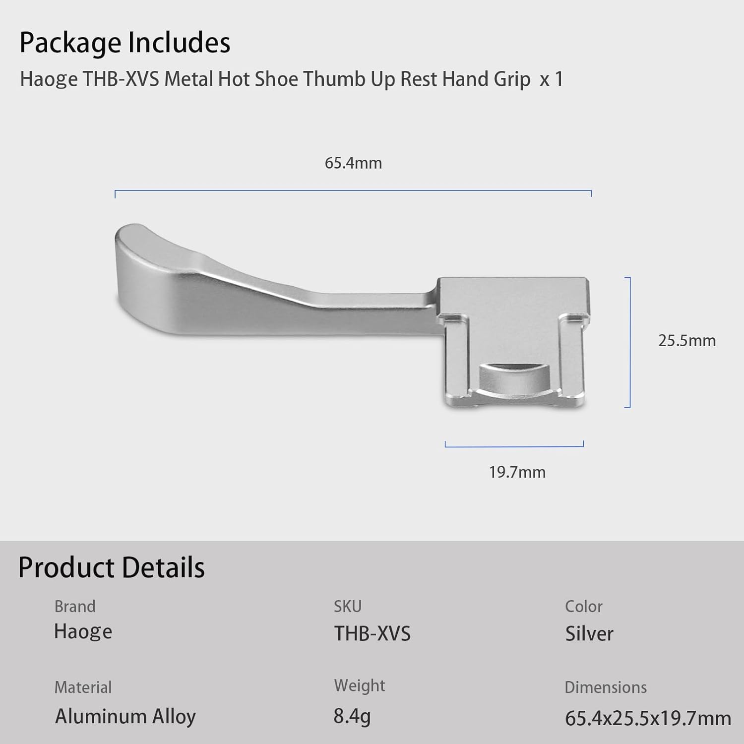 Haoge THB-XVS Metal Thumb Grip Up Rest Hand Grip for Fujifilm X100VI Fujinon X100V Camera Accessories Silver Hot Shoe Thumb Up - Image 9