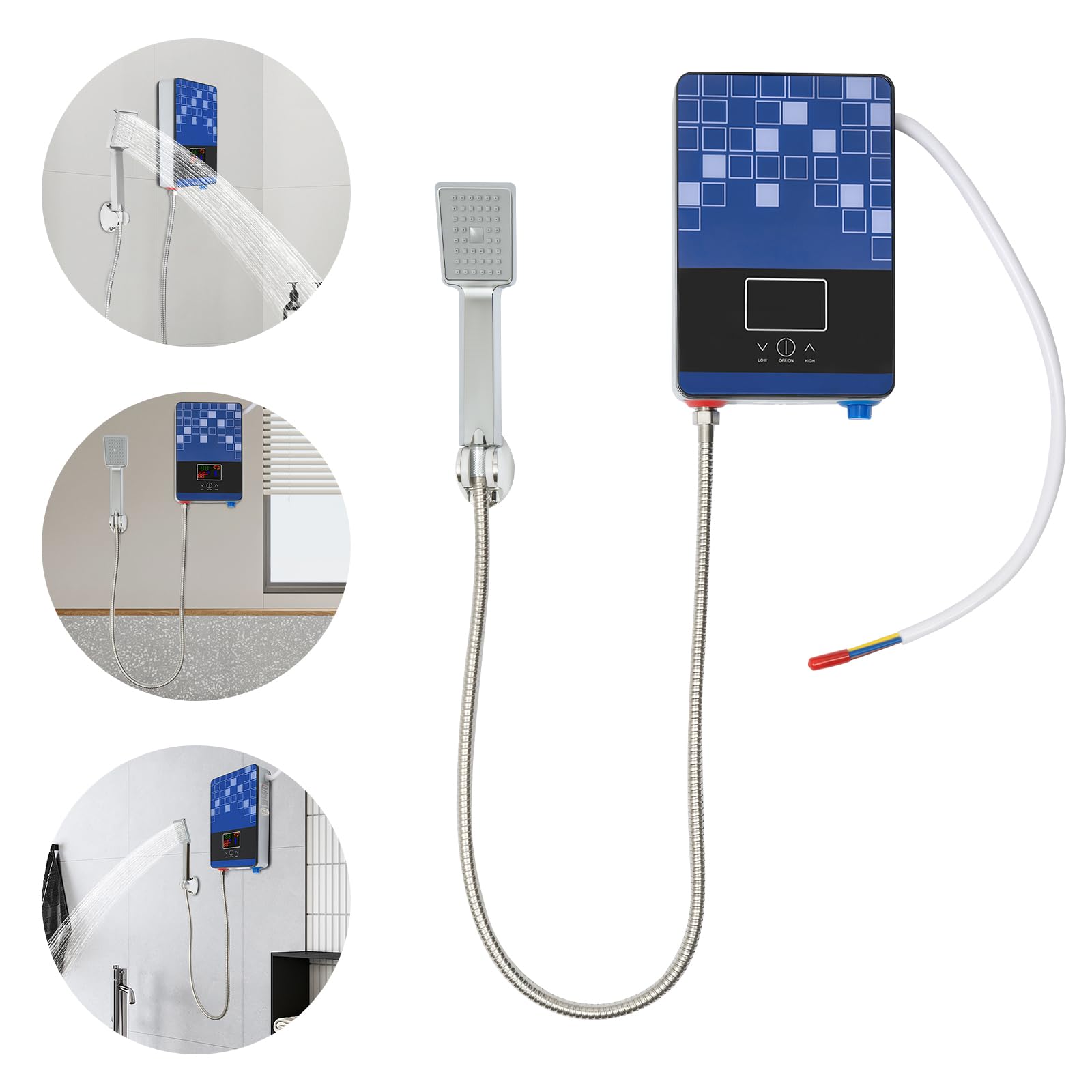 Scaldacqua elettrico istantaneo, riscaldatore doccia istantaneo, scaldabagno a parete senza serbatoio, riscaldamento rapido acqua calda bassa pressione termostato sicurezza IPX24 cucina bagno hotel