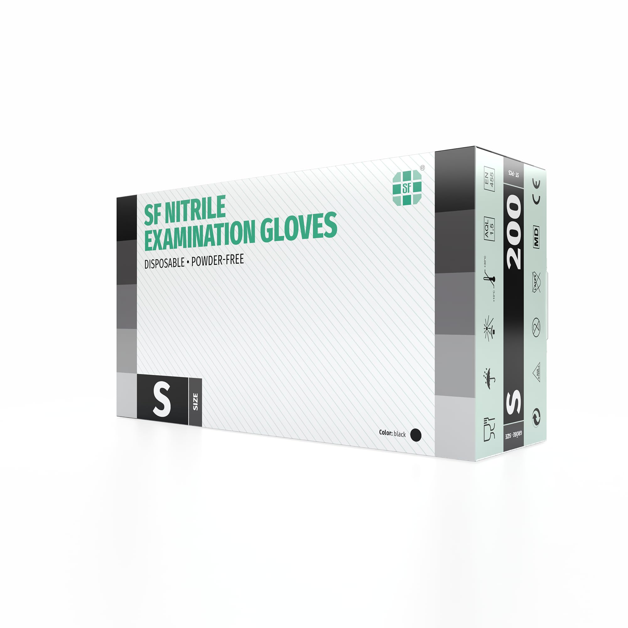 Guanti Nitrile S Neri 200 Pezzi Monouso Senza Lattice Senza Polvere
