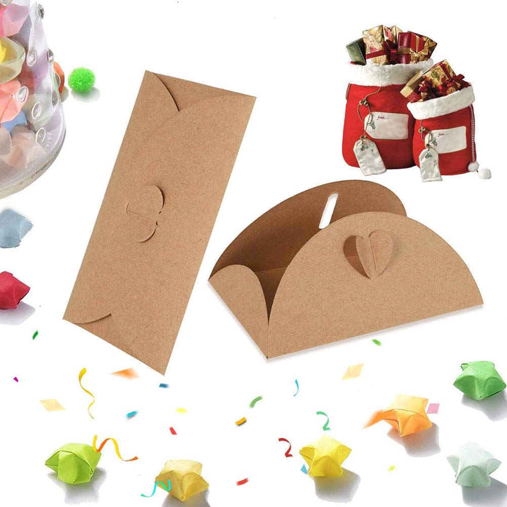 50 Enveloppes Kraft Mignonnes Avec Fermoir Cœur – Idéales Pour Cartes Cadeaux, Diplômés, Noël Et Mariages