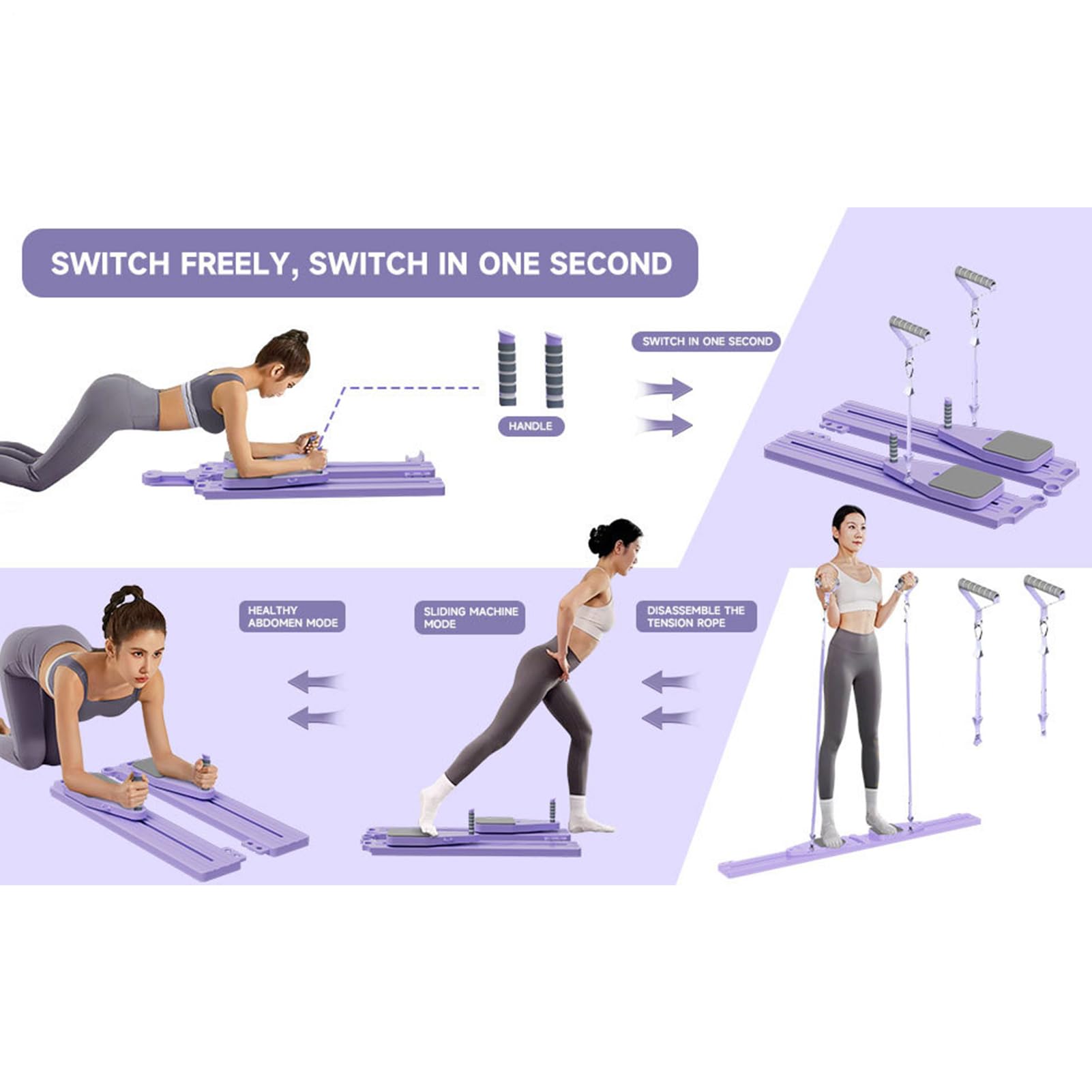 Pilates Reformer Attrezzo Multifunzione Piegevole Per Addominali | Attrezzatura per Allenamento della per Equilibrio Costruzione Muscolare Core Palestra Domestica