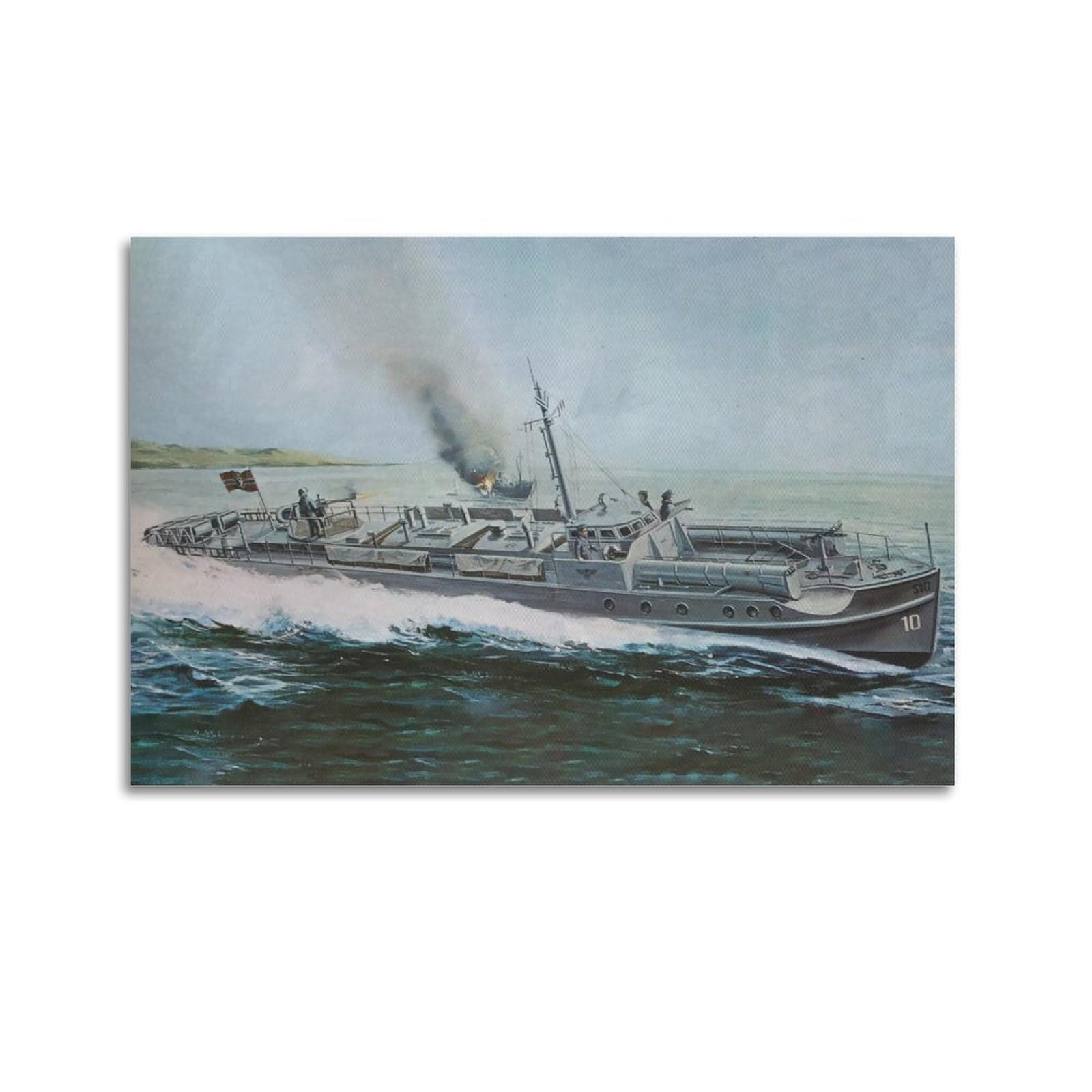 KYTIN WWII Vintage Battleship Poster German S Boat Decorative Painting Canvas 12x18inch(30x45cm)