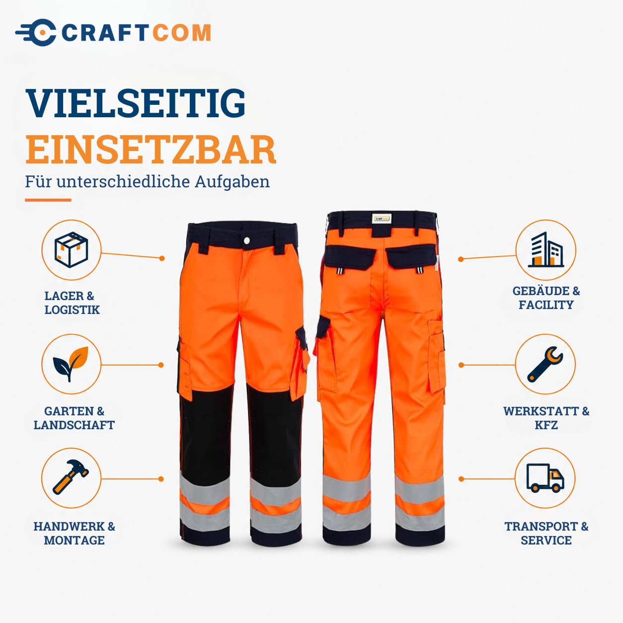 Generisch CraftGear Pantaloni di sicurezza da lavoro da uomo – Pantaloni di sicurezza da uomo rinforzati con Condura riflettente con tasche cargo per artigianato