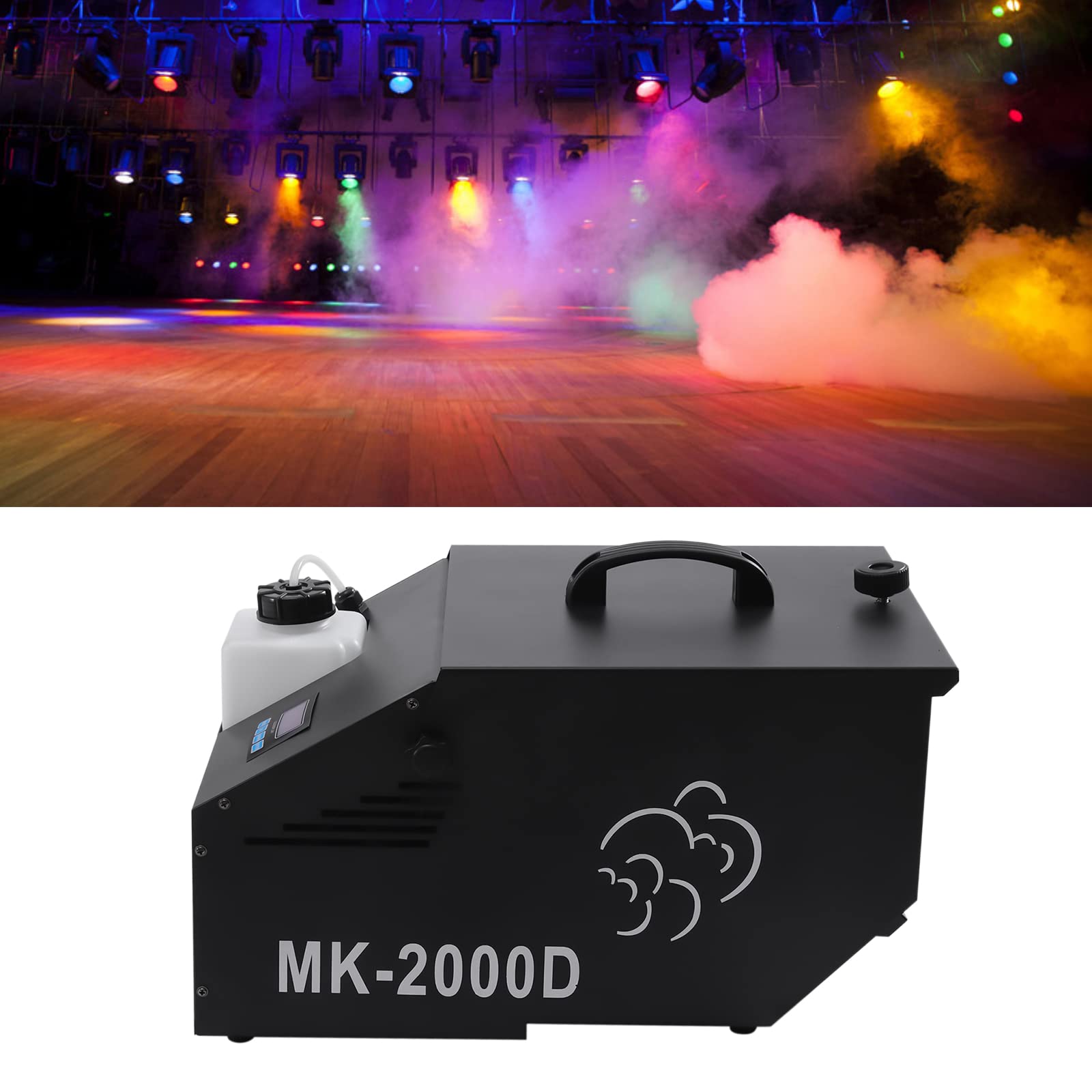 1200W Tragbar Bodennebelmaschine mit Steuermethoden (DMX/Fernsteuerung/Bedienfeld/Kabel), Mini Nebelmaschine mit Temperaturregelung, Rauchmaschine Smoke Machine mit LCD-Display für Party, Disco