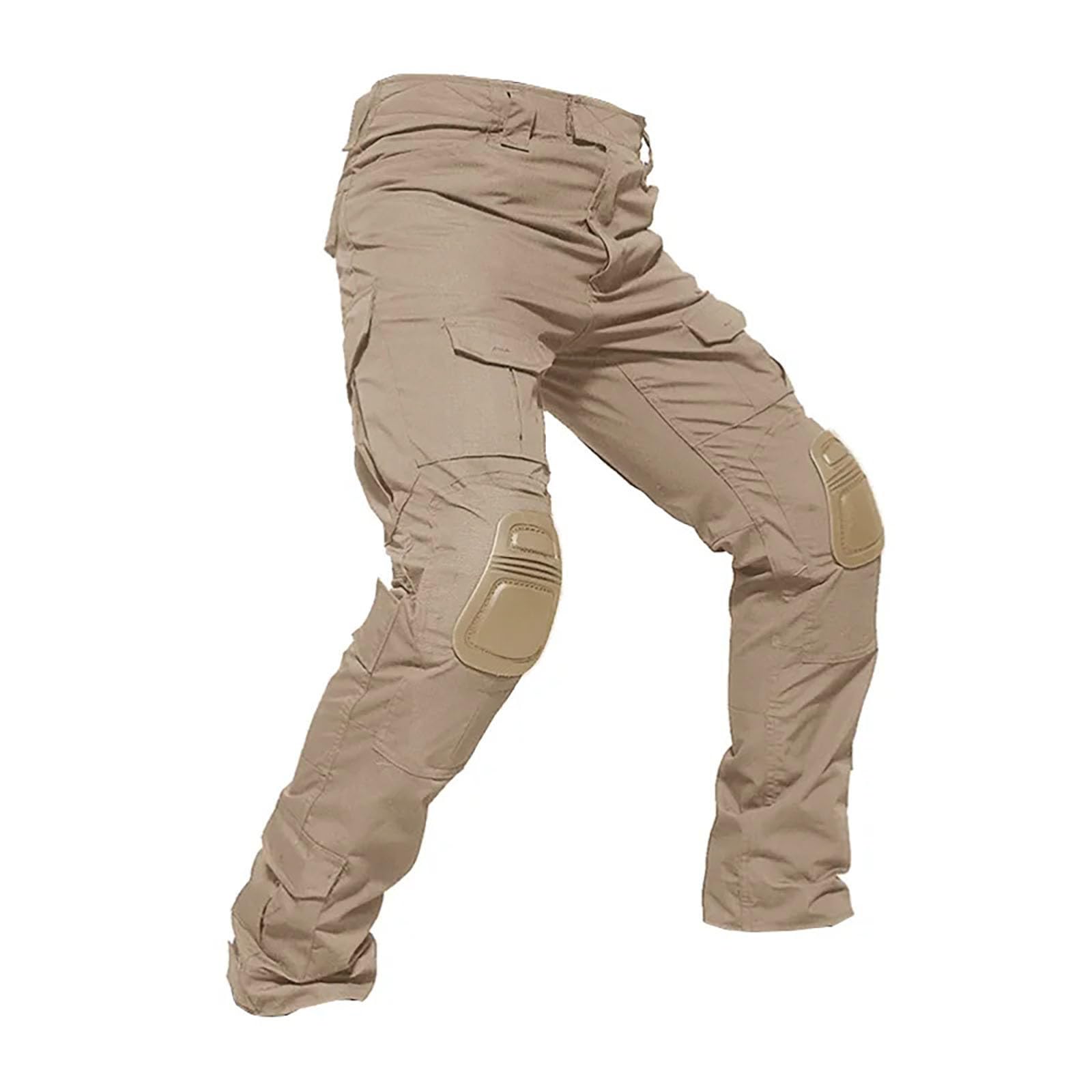 Générique Pantalon Tactique Homme Combat avec Genouillères Pantalon De Travail avec Multi Poches Pantalons Cargo Ajustée Pantalons Battle D'Entraînement avec Zippée Couleur Unie Extérieur Chasse