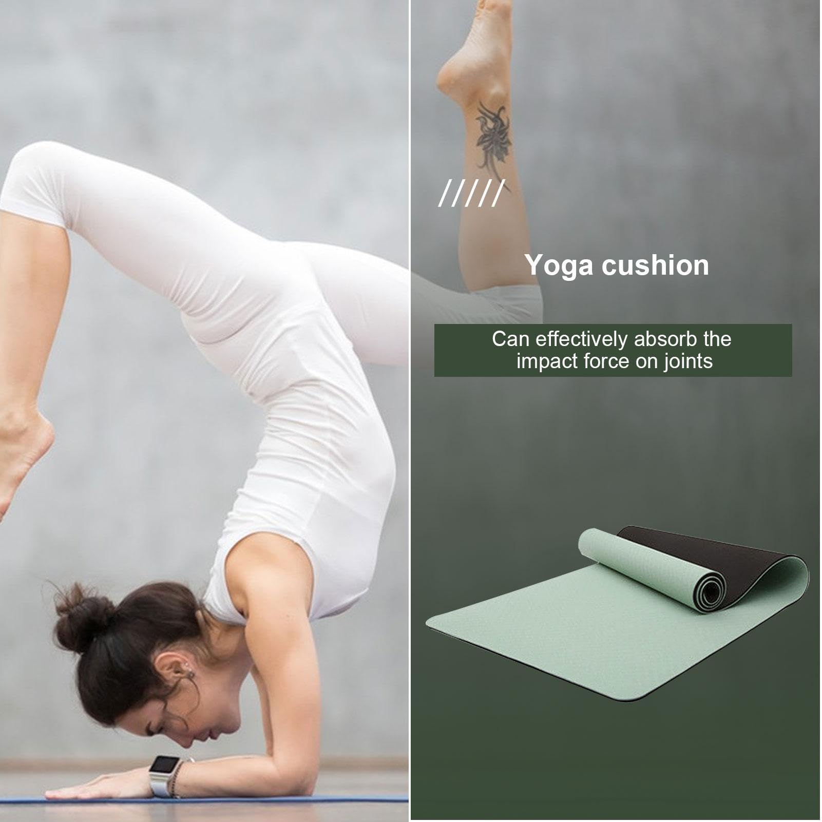 Rutschfeste Yogamatte, leichte, dicke Polsterung, Yogamatte für Fitnessstudio, Workout, Barfuß, Pilates, Boden, Reisen, Studio, Zuhause, Fitnessstudio, drinnen und draußen, für Damen und