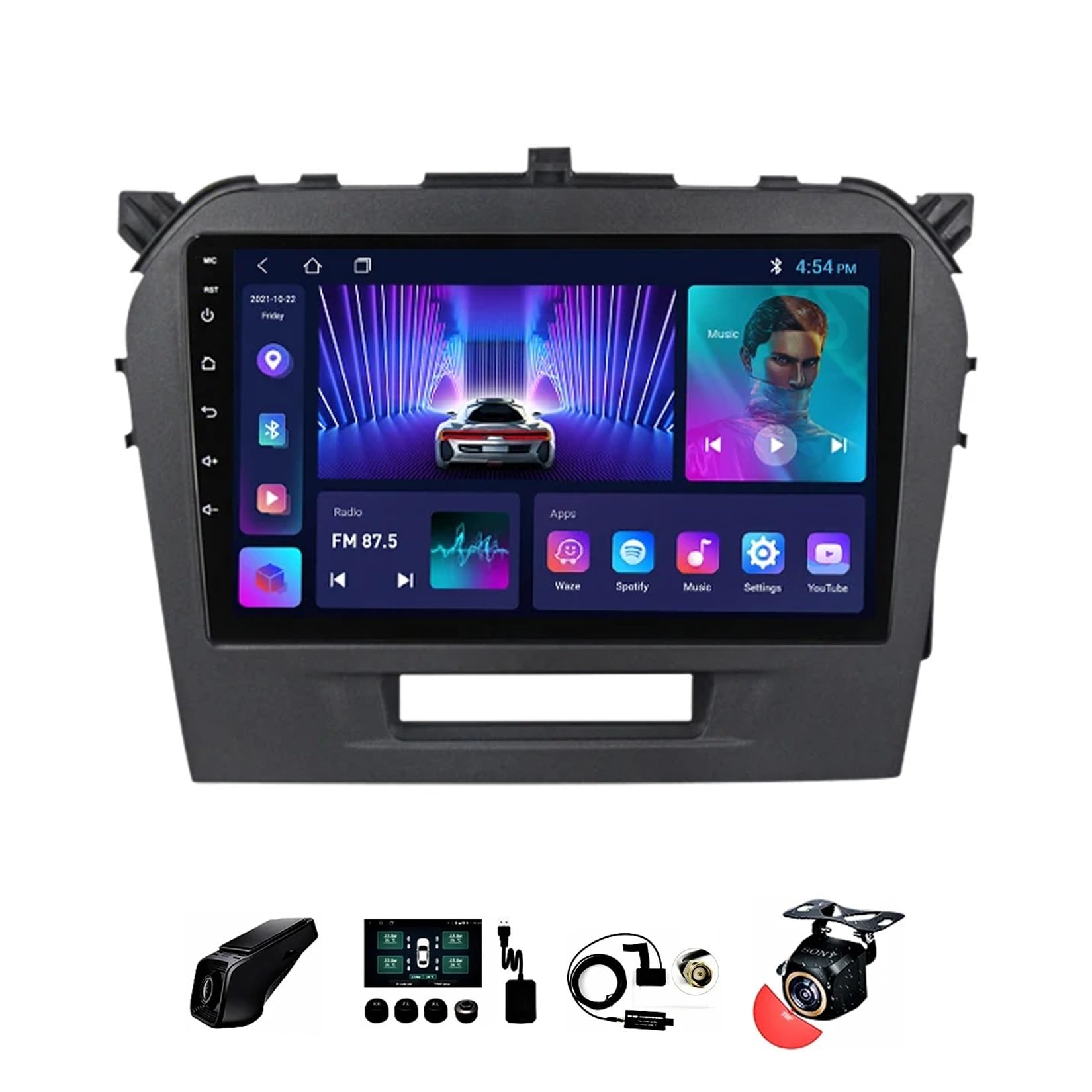 9-calowe radio samochodowe z systemem Android 12 2 DIN do Suzuki Vitara 4 2014-2018 z kamerą cofania, sterowanie kierownicą, Bluetooth, GPS, nawigacja, bezprzewodowy mikrofon CarPlay WiFi