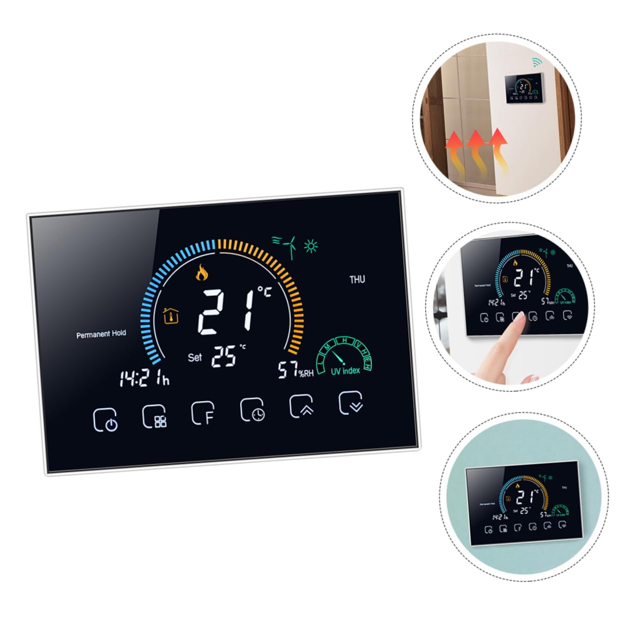 Uonlytech Bodenthermostat Intelligenter Temperaturregler Sicherer Thermostat Haushaltsgeräte Pc Material Programmierbar Sechs Zyklen Design Stromausfall Genauigkeit Heizkostenrechnung