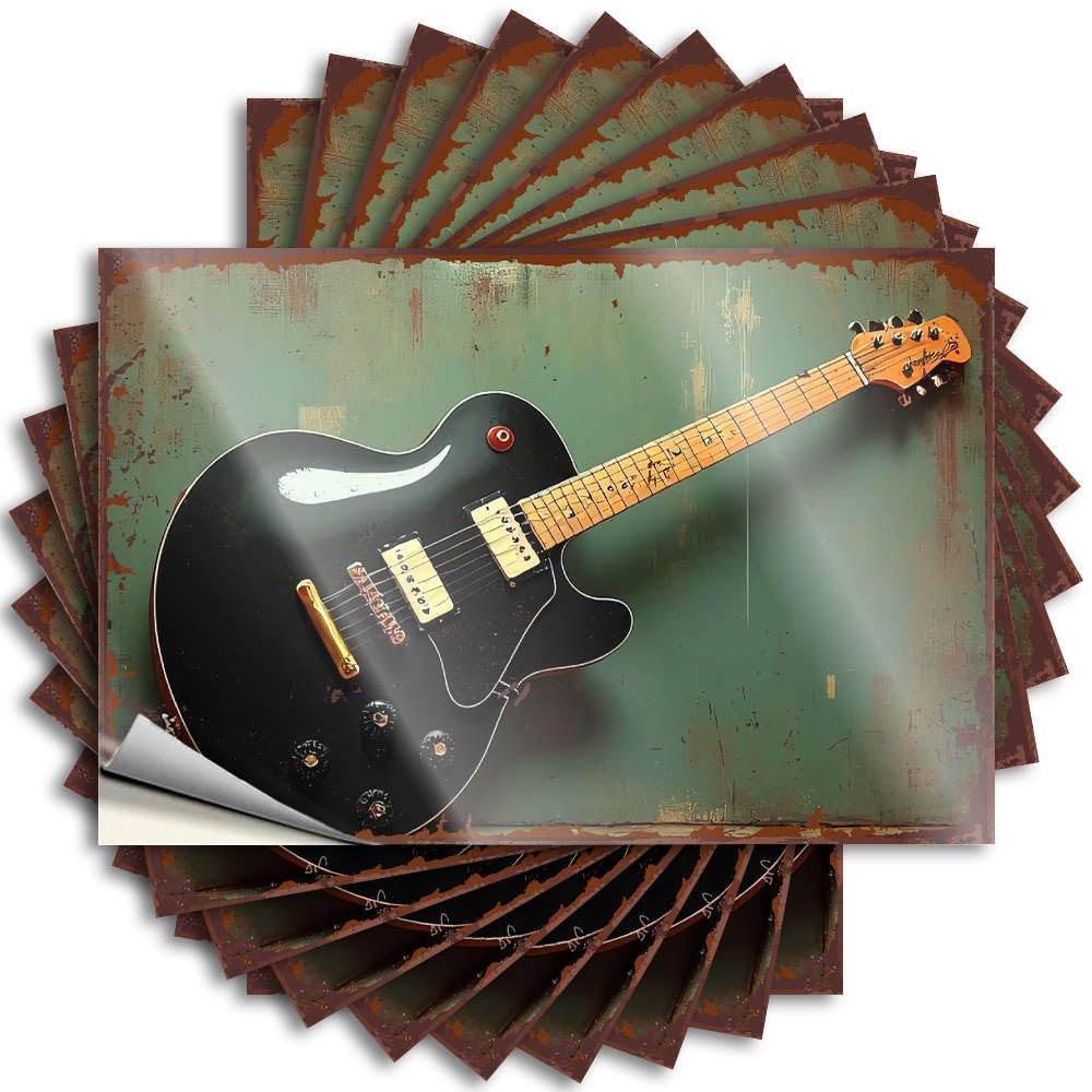 A Black Electric Guitar with Gold Hardware. Funny Sticker Pool Stuff Self Adhesive | Rock Case Vinyl Sticker Pack for Teens(6X9CM)