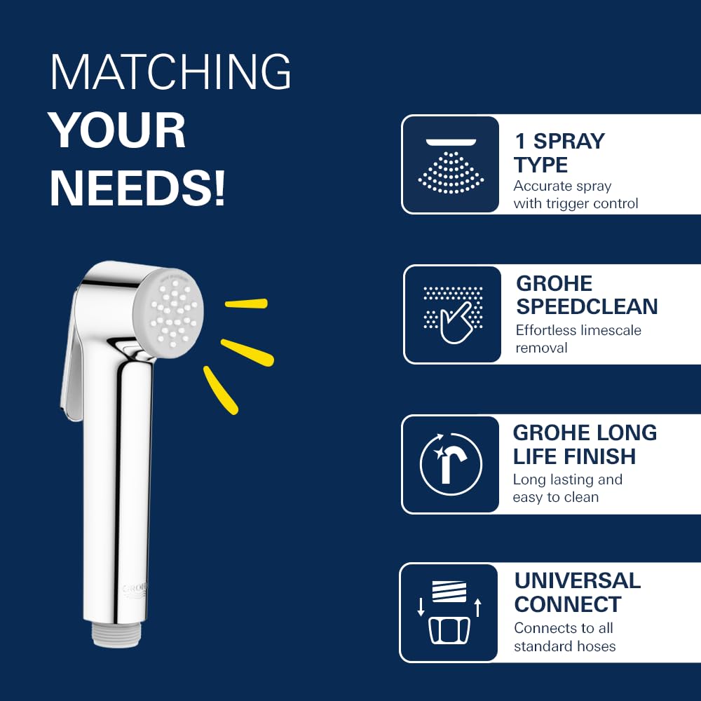 GROHE Tempesta-F Trigger Spray 30, Pommeau de Douche 1 jet avec Gâchette, Chromé, 27512001 (Import Allemagne)