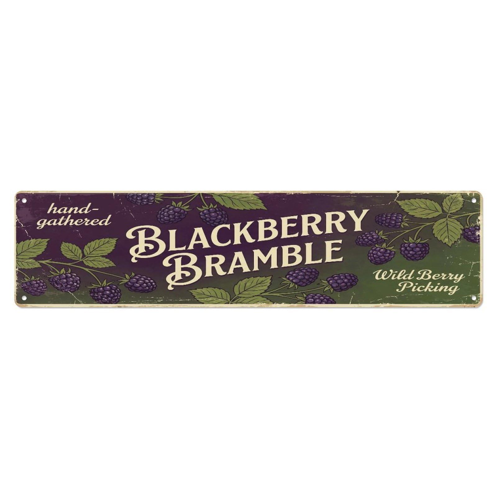 Fqcyn Style Metal Tin Sign Vintage Cottagecore Garden Blackberry Bramble Banner