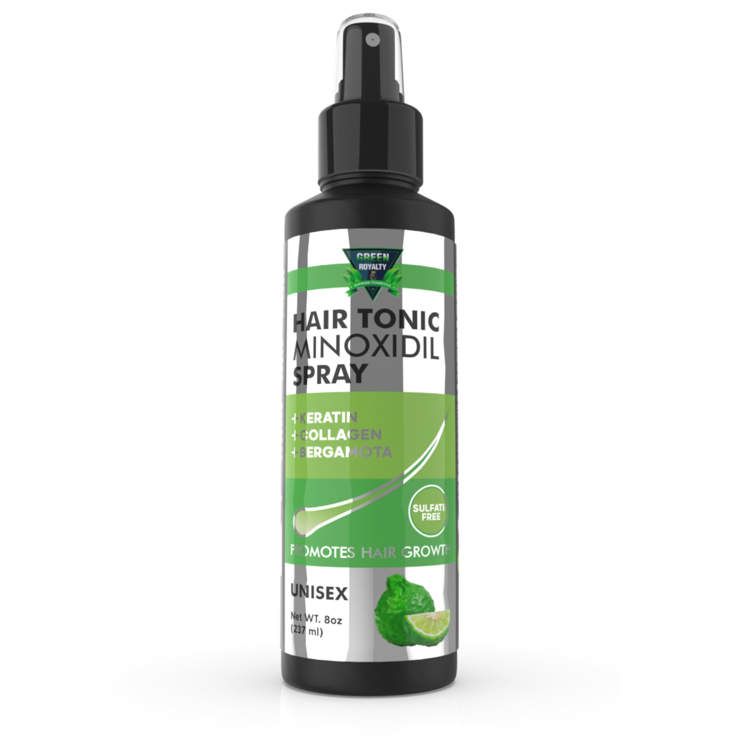 Hair and Beard Minoxidil Spray 5 Tonic with Keratin Collagen Bergamot Scalp Care Formula for Men Women Sulfate-Free-