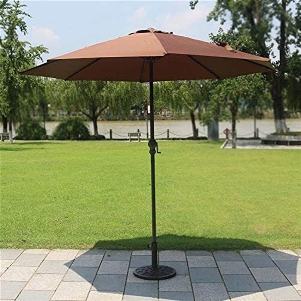 Outdoor Garden Parasols 9Ft Patio Umbrella Brown Outdoor Table Umbrellas With Crank And 8 Sturdy Ribs For Garden, Backyard, Deck, Poolside, And More