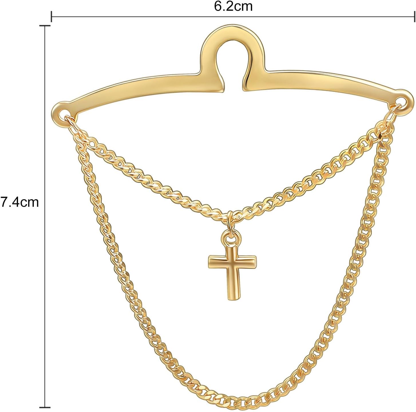 Yoursfs Gold Cross Tie Chain for Men Unique Double Tie Chain Personalized Tie Chains Mens Loop 18K Gold Plated Jewelry For Father Husband Bridegroom image 2