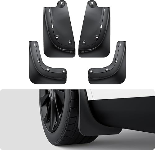 Miniatura 13 de BASENOR 2017-2023 Tesla Model 3 solapas de barro protectores contra salpicaduras guardabarros (diseño patentado) sin perforación sin cinta