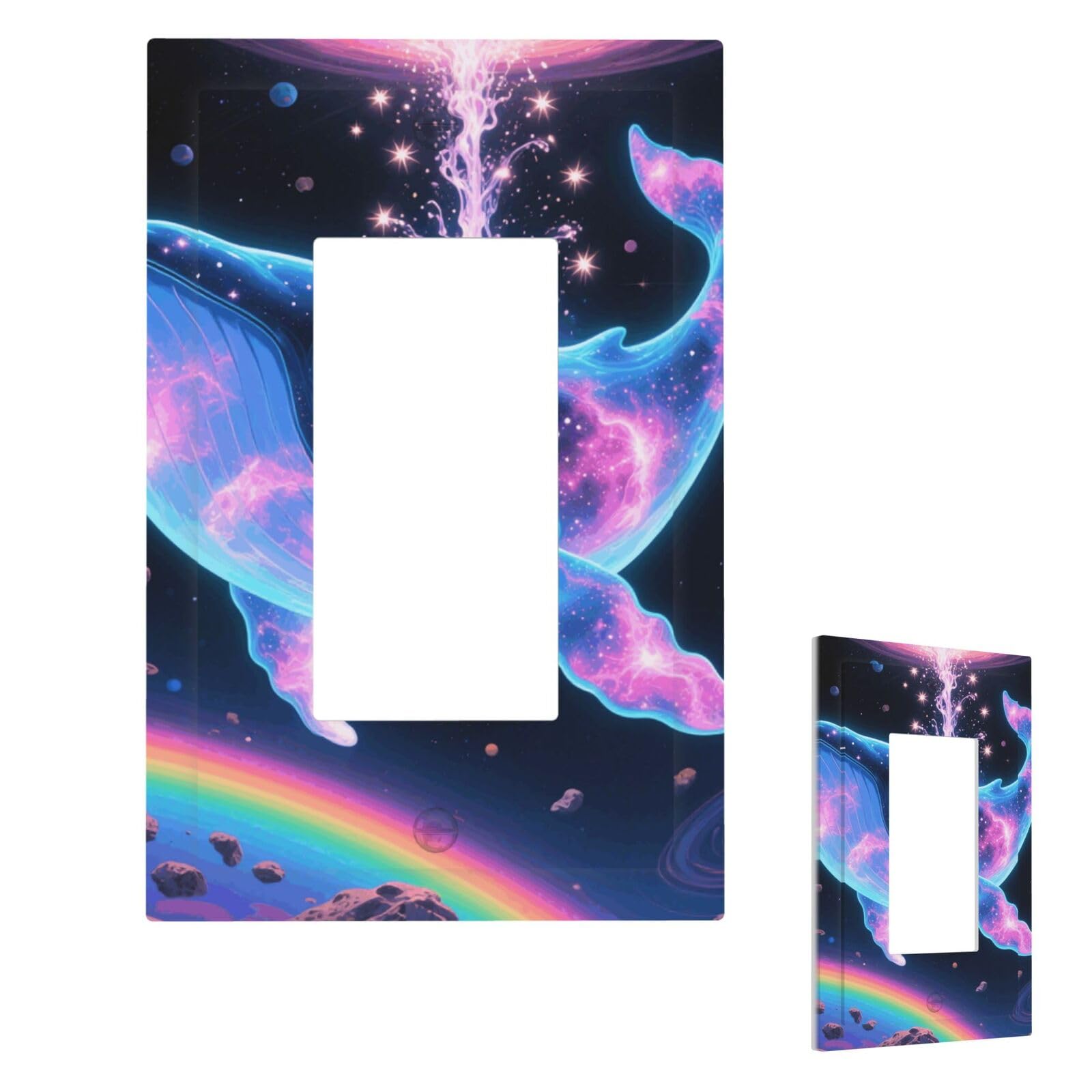 Sci-Fi Whale Wall Plate Cover Modern Decorative 1 Gang Light Switch Cover Unbreakable Receptacle Outlet Covers For Living Room Bedroom Home Decor 1 Gang