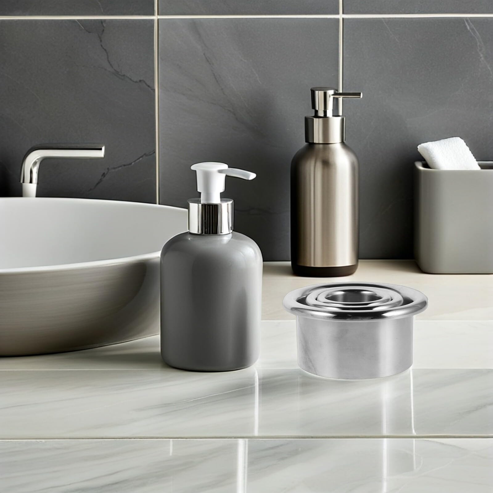 Sewroro Soporte para Secador de Pelo de Acero Inoxidable 3 Piezas Diseño Compacto Organizador para Tocador y Baño Soporte Manos Libres para Salón y Uso Doméstico