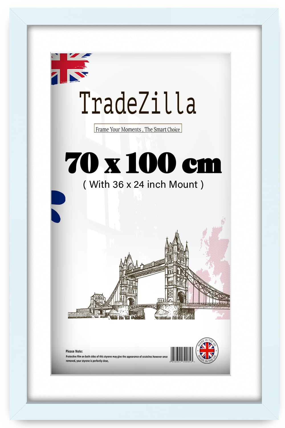 Tradezilla White ® | Large Picture Frame (70 X 100 Cm) With 91.44 X 60.96 Cm Mount Photo Frame 40 X 28 For Wall Poster 700 X 1000 Mm [ ]