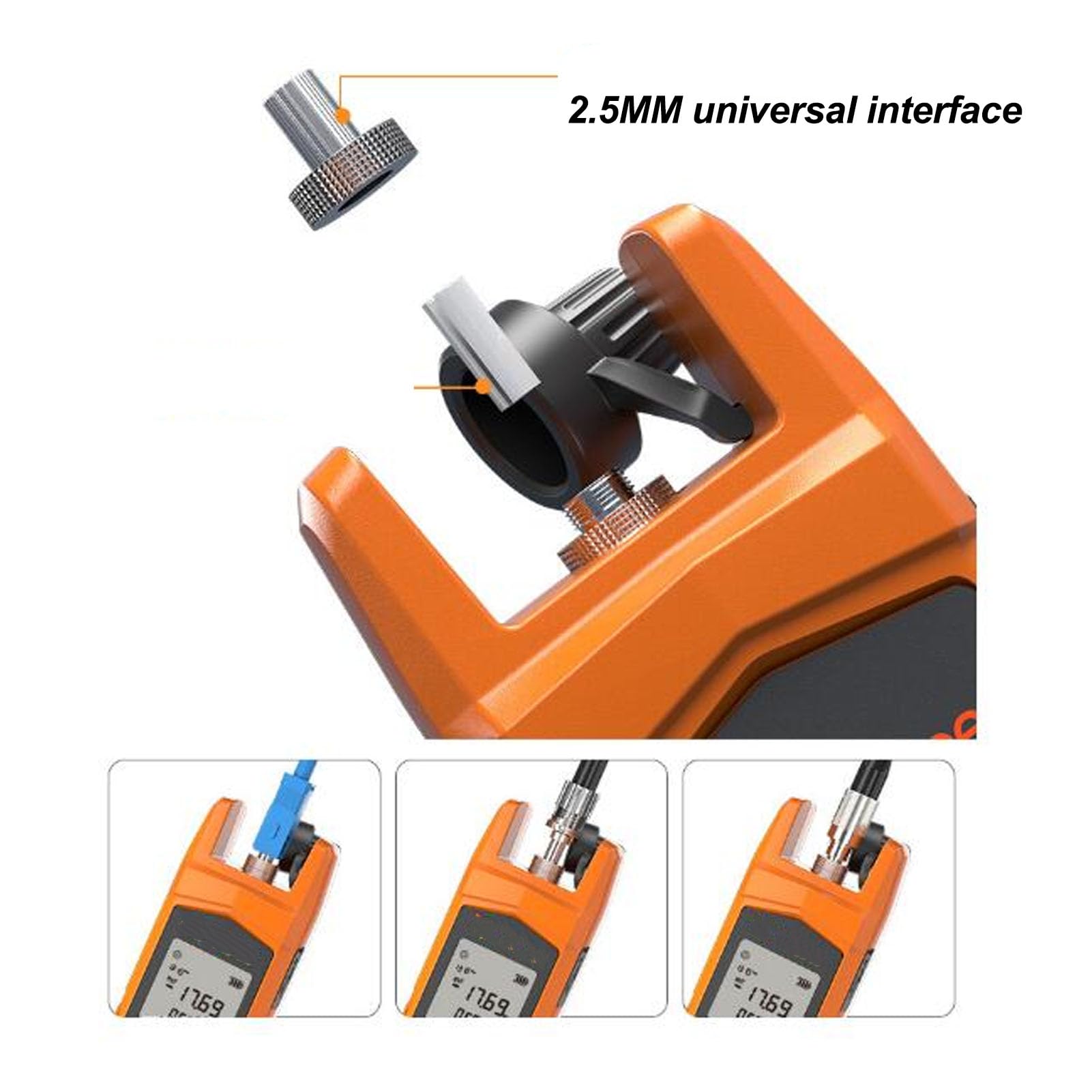 Denash Glasfaser-Leistungsmesser, Hochpräziser Glasfaserkabeltester mit LED-Licht, Schnelle Reaktion, Tragbar mit 2,5-mm-Universalschnittstelle, für FC SC ST Universalschnittstelle