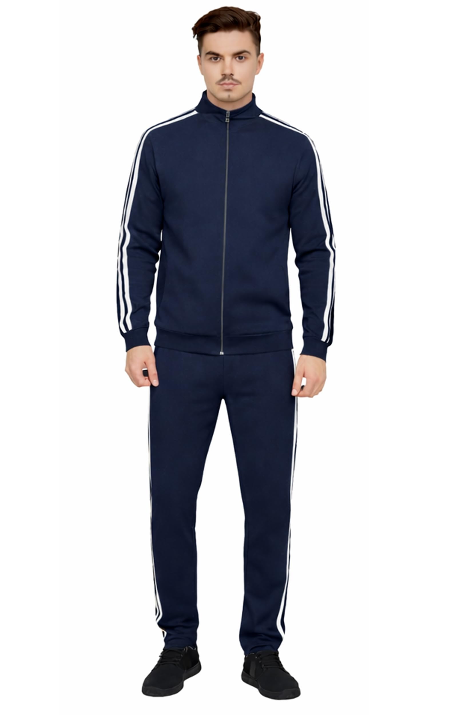 Track suit for Men winter tracksuits women wear kids sports gym boys workout (IN, Alpha, L, Regular, Navy Blue)