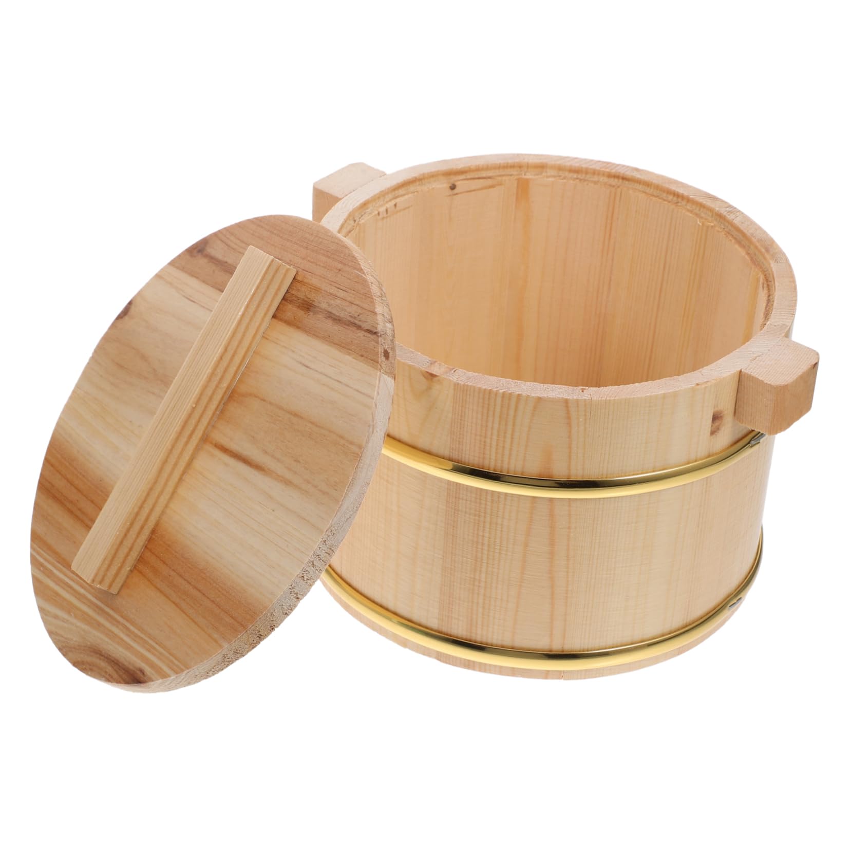Alipis Secchio per Riso in Legno Coperchio per Sushi Contenitore Rotondo per Conservazione Alimentare in Cucina per Barbecue e Servizio