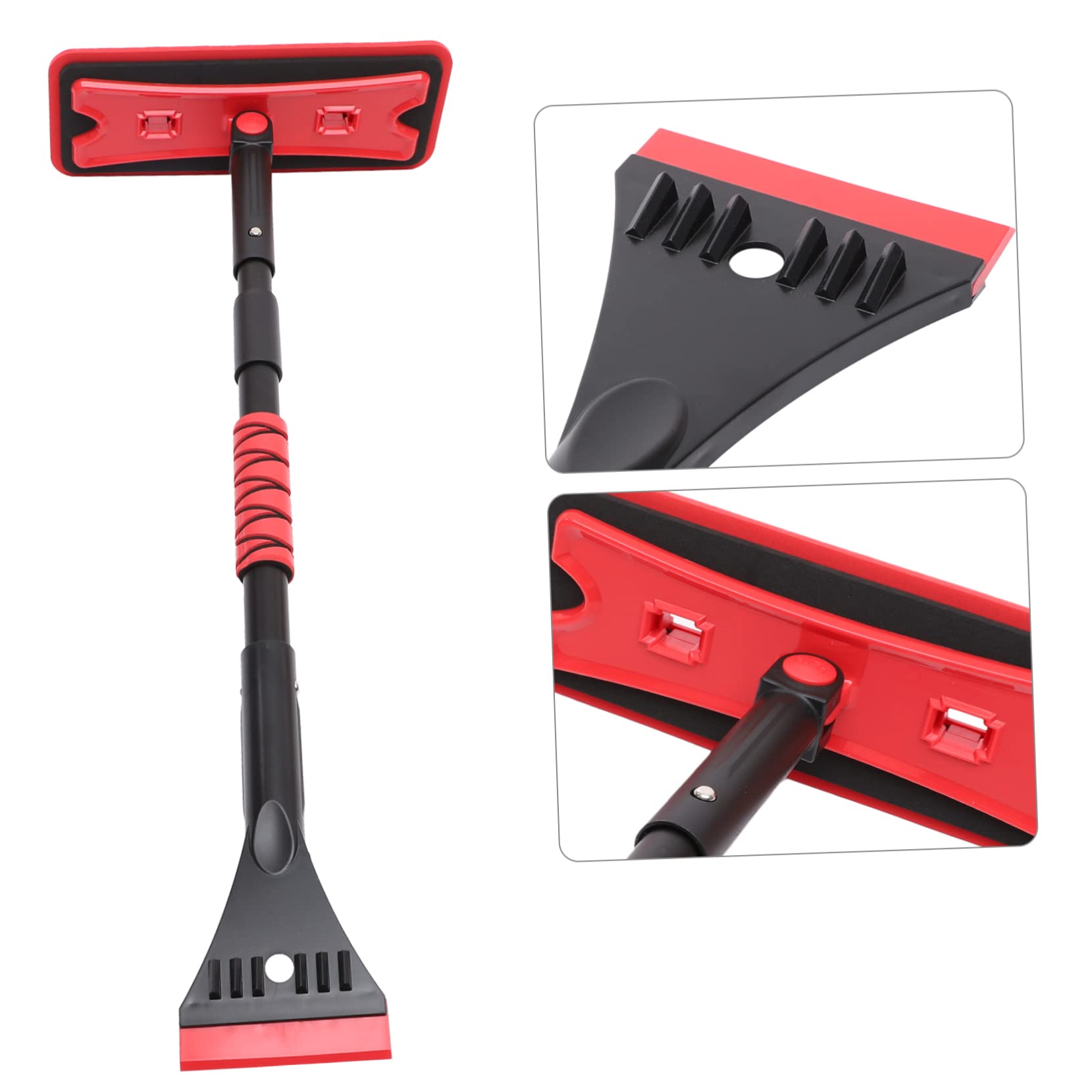 ORFOFE Grattoir À Glace Manche Extensible Balai À Neige Outil De Déneigement pour Pare-Brise Multi-usages Rouge