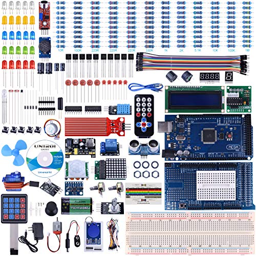 UNIROI Mega 2560 Project Most Complete Ultimate Starter Kit Compatible with Arduino IDE Tutorial, Mega 2560 328P Controller Board, LCD 1602, Servo, Stepper Motor (242 Items)