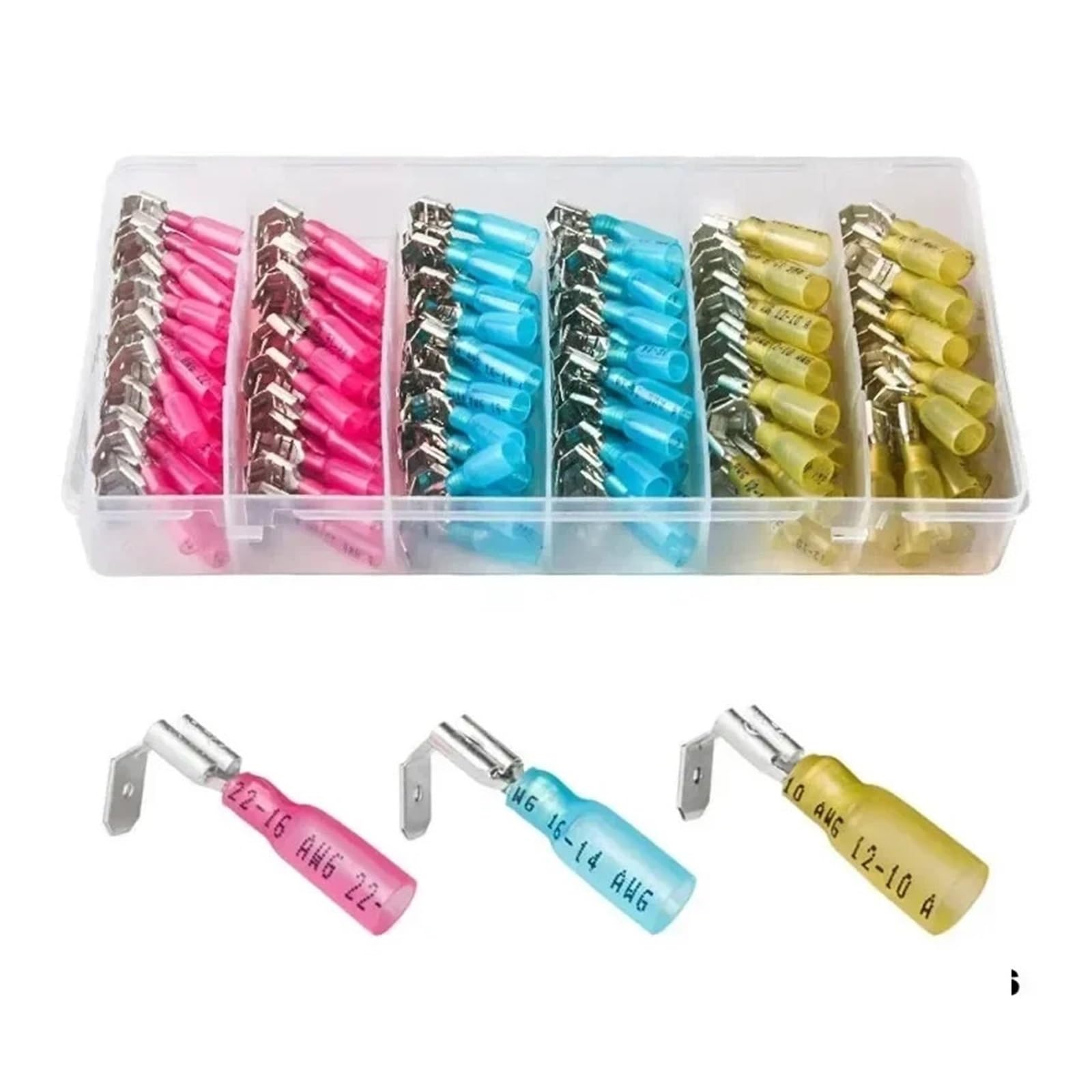 140pcs Heat shrink terminals Piggy Back Spade Terminators Insulated Butt Connector Crimp Electrical Terminals Red Blue Yellow