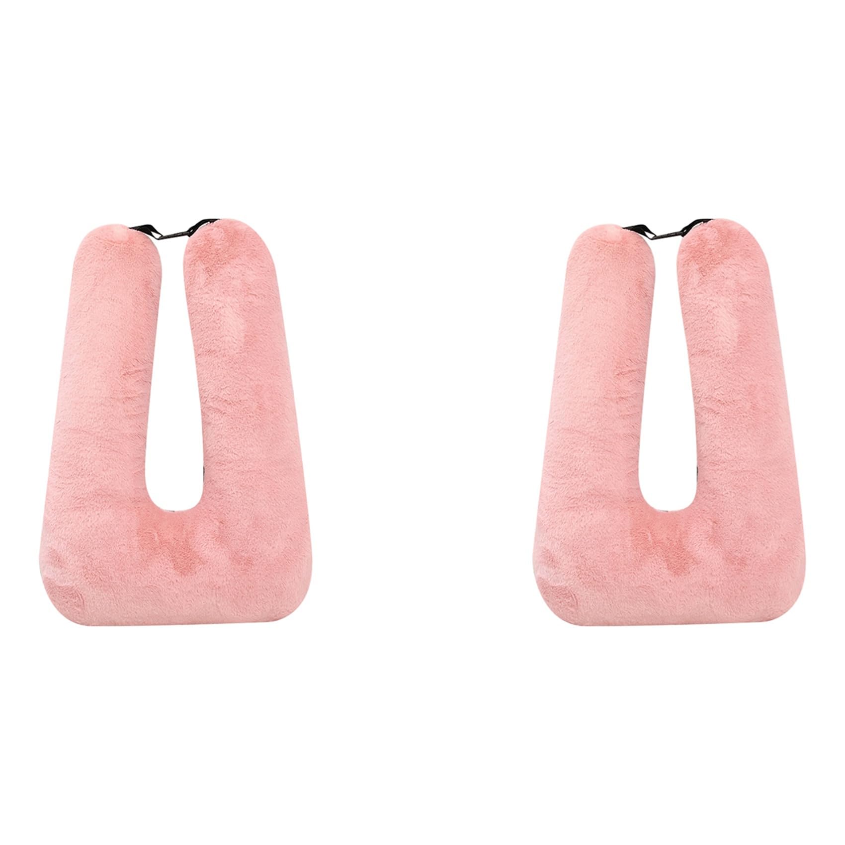 Lot de 2 oreillers de voyage pour enfants, coussin de voyage multifonction en forme de U, support de siège arrière et corps (rose)