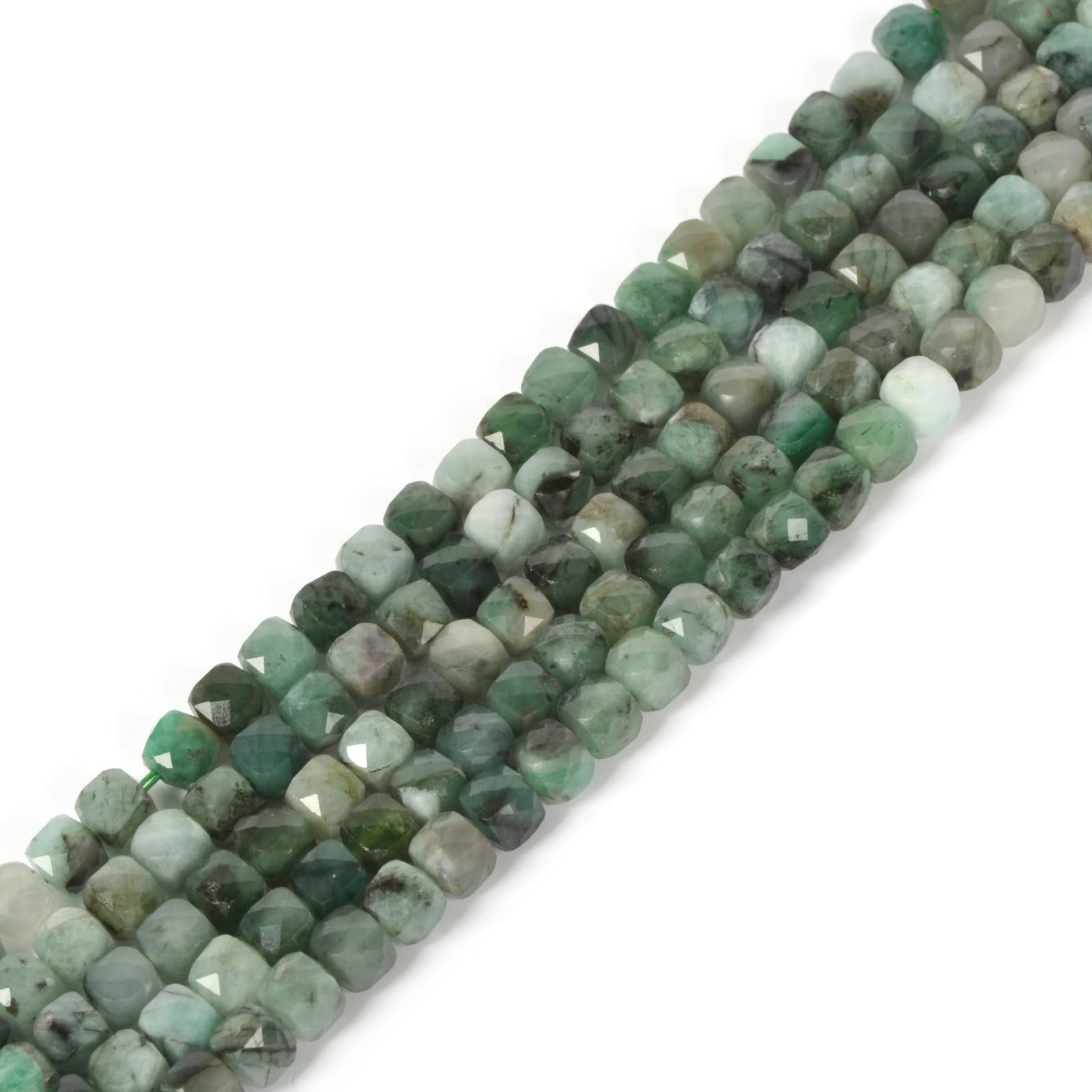 JustinstonesNatural Emerald Gemstone 4mm Faceted Cube Square Loose Beads 16 Inch for DIY Jewelry Making Beads