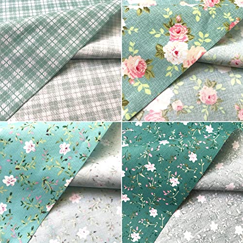 Mililanyo AN-GREEN ROSE FABRIC 8Pcs 18X22 Inch Cotton Fabric Green Floral Rose Fat Quarters Fabric Pre-Cut Quilt Squares thumb #6