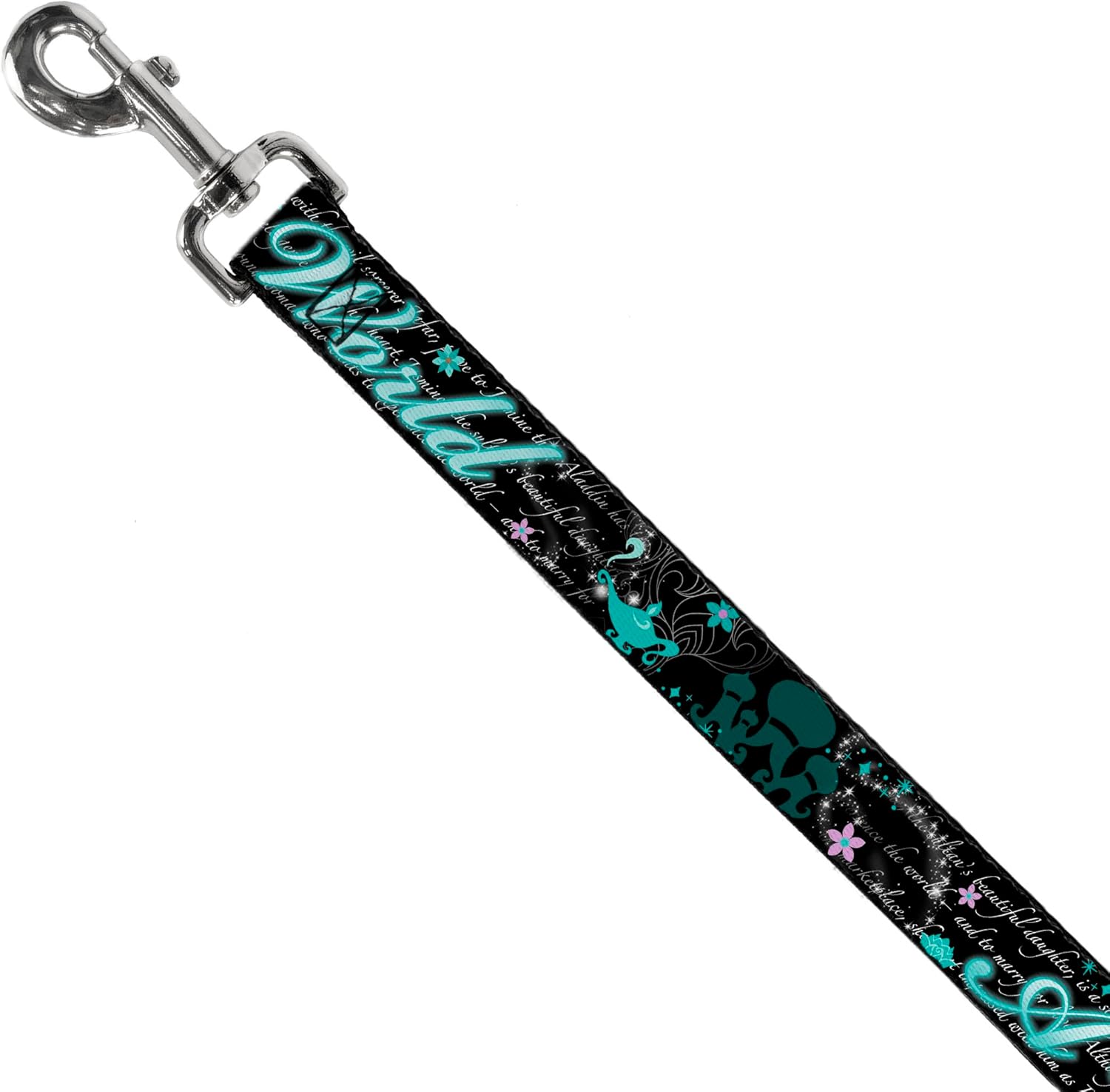 Buckle-Down Pet Leash - Aladdin A WHOLE NEW WORLD/Story Script - 4 Feet Long - 1.5" Wide