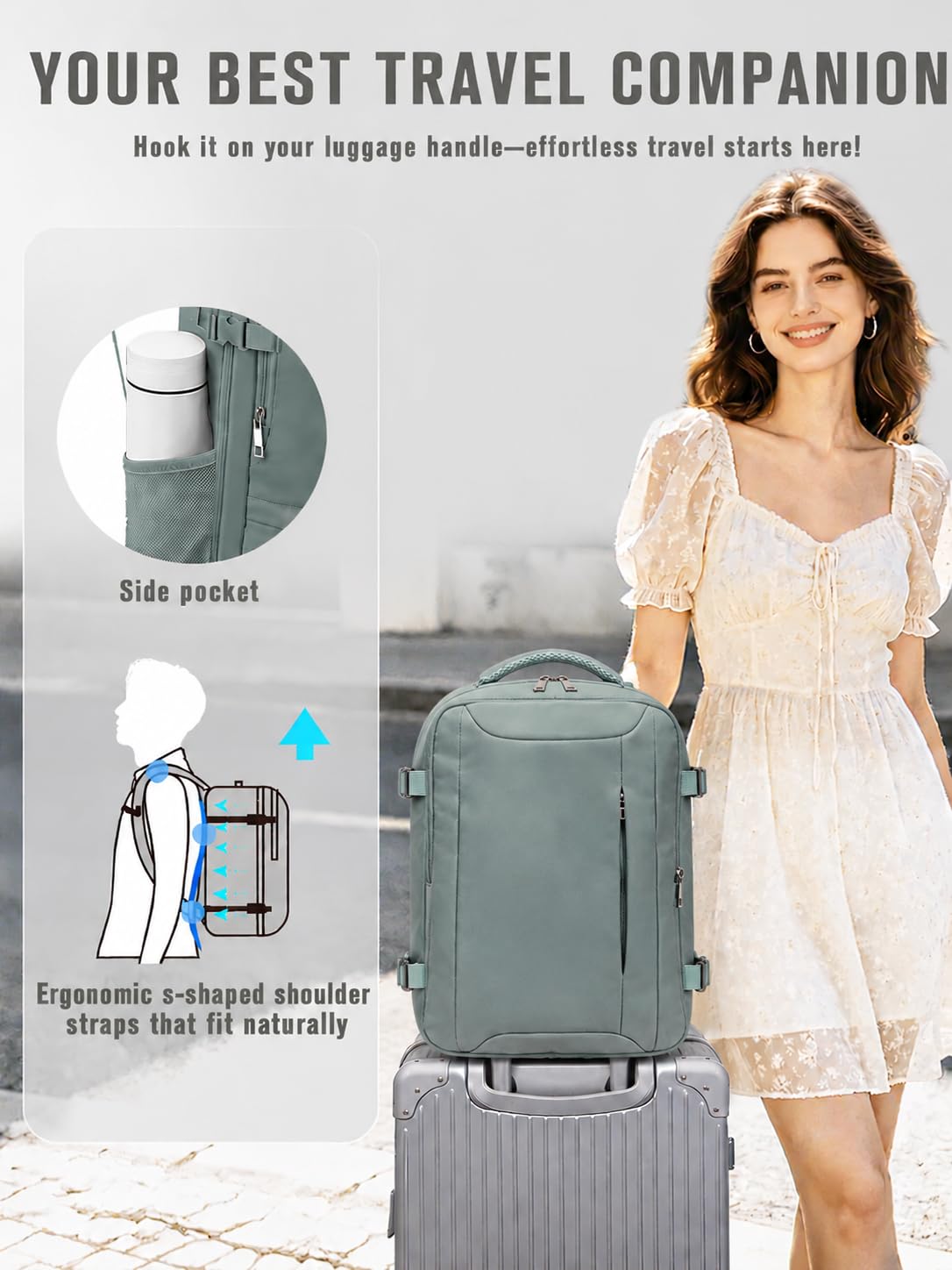 Hayayu do bagażu podręcznego Ryanair 40x30x20, plecak bagaż podręczny do samolotu, torba pod siedzeniem z torbą antykradzieżową, plecak podróżny z kieszenią na laptop